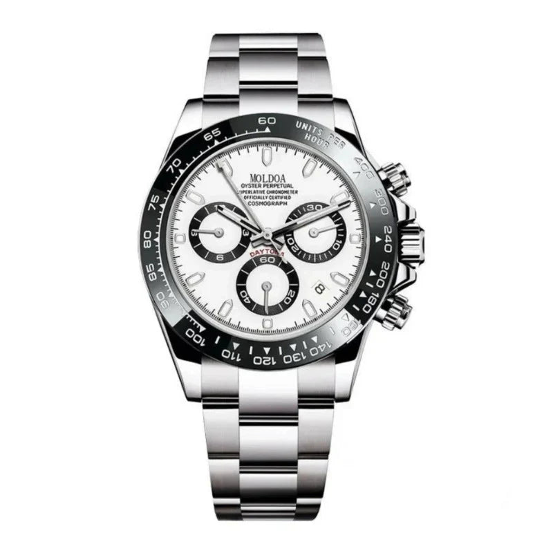 Vanetto Corsa Men's Chronograph Watch with White Panda Dial - Racing Style