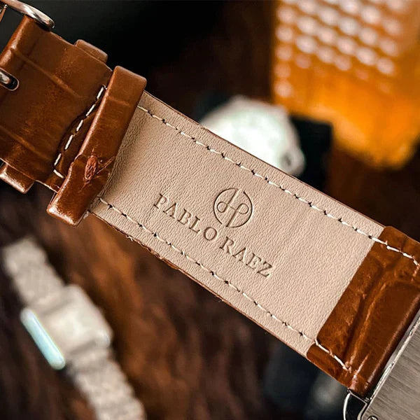 Venezia watch croco-embossed leather strap detail
