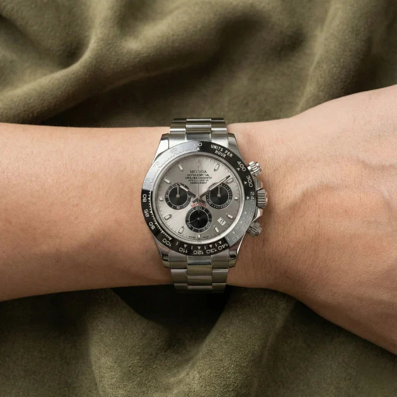 Men’s stainless steel chronograph watch with tachymeter bezel – Vanettto Valerius