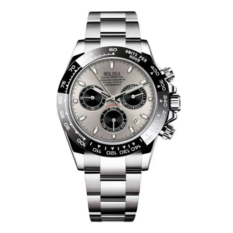 Men’s stainless steel chronograph watch with tachymeter bezel – Vanettto Valerius