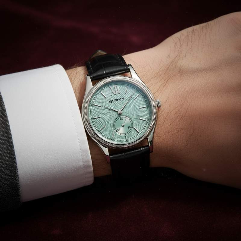 Archivist watch in Black colorway on leather strap