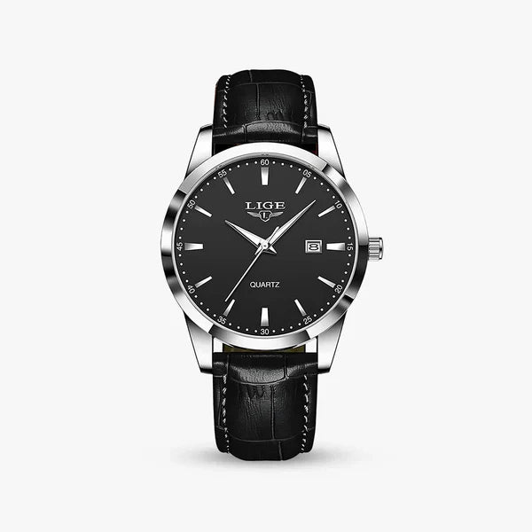 Vanetto Florence Minimalist Black Dial Watch with Silver Case