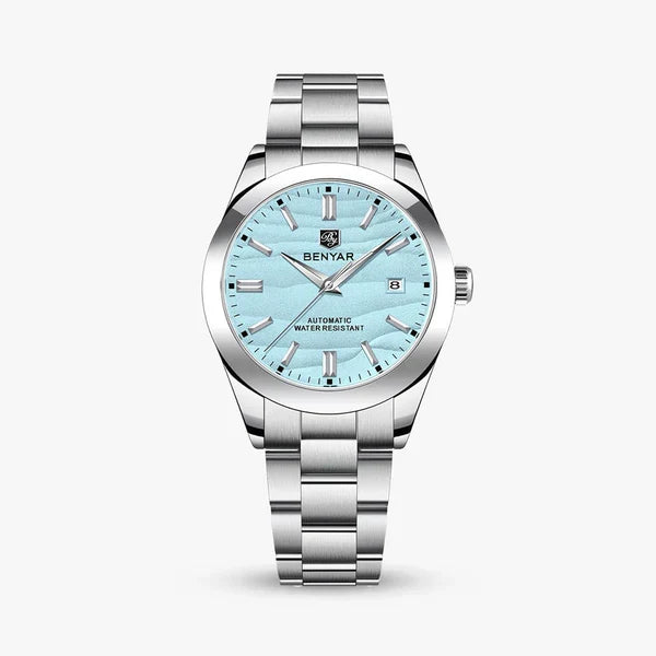 Riviera Automatic Men's Watch with Ice Blue Textured Dial - Stainless Steel