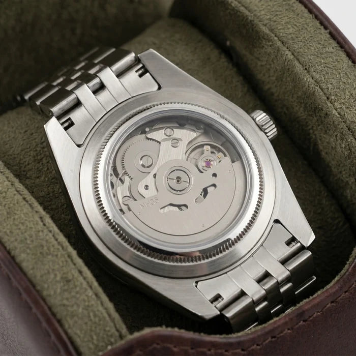 Sprezzatura automatic watch exhibition caseback, self-winding mechanical movement
