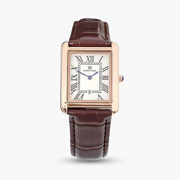 Venezia watch in Rose Gold & Midnight, angled view